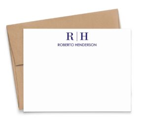 personalized two letter stationary monogram stationary set flat note cards, personalized monogram stationery set, your choice of colors and quantity