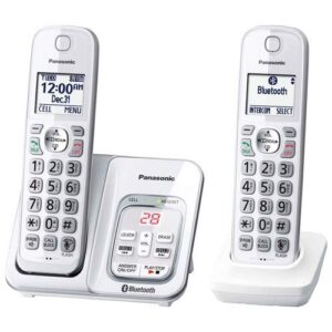 panasonic kx-tgd592w link2cell bluetooth cordless phone with voice assist and answering machine - 2 handsets (renewed)