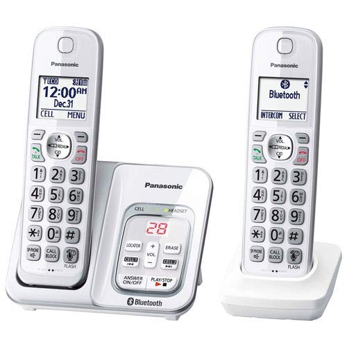 Panasonic KX-TGD592W Link2Cell Bluetooth Cordless Phone with Voice Assist and Answering Machine - 2 Handsets (Renewed)