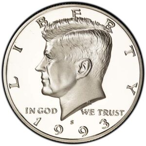 1993 s silver proof kennedy half dollar choice uncirculated us mint