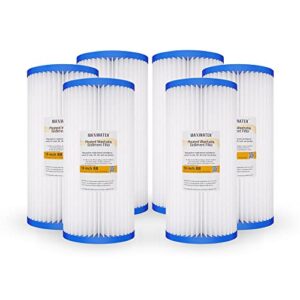 (6 pack) 10" x 4.5" bb 5-micron pleated heavy duty hd-950 washable polypropylene sediment water filters, compatible with 10" bb whole house systems