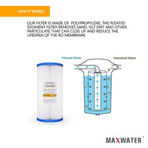 (6 Pack) 10" x 4.5" BB 5-Micron Pleated Heavy Duty HD-950 Washable Polypropylene Sediment Water Filters, compatible with 10" BB Whole House Systems