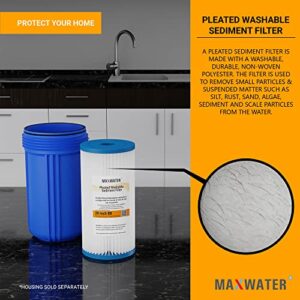 (6 Pack) 10" x 4.5" BB 5-Micron Pleated Heavy Duty HD-950 Washable Polypropylene Sediment Water Filters, compatible with 10" BB Whole House Systems