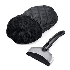 lattcure ice scraper with glove, glove snow scraper windshield scraper mitt car scraper mitt, snow scrapers for cars with waterproof glove lined of thick fleece snow removal supplies
