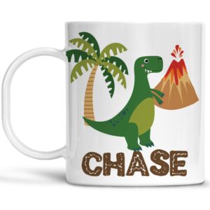 kids personalized dinosaur mug customize with child's name | lightweight unbreakable cup | dishwasher safe | bpa and melamine free