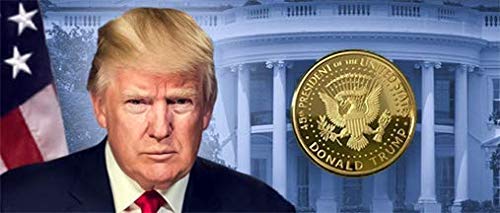 Donald Trump 1st Term 4 Coin Gift Box Set 2017, 18, 19, 20, Clear Stand, 24kt Gold Plated Replica Medallion, Cert. of Auth. (1st Term Clear4)