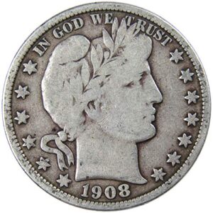 1908 o barber half dollar vg very good 90% silver 50c us type coin collectible