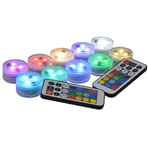 submersible led lights with remote - 1.5" round battery operated mini waterproof flameless candles tea lights warm white rgb for home party events lantern wedding halloween lighting long life & bright