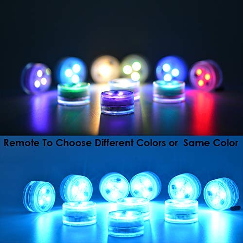 Submersible LED Lights with Remote - 1.5" Round Battery Operated Mini Waterproof Flameless Candles Tea Lights Warm White RGB for Home Party Events Lantern Wedding Halloween Lighting Long Life & Bright