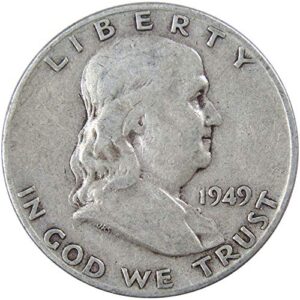 1949 s franklin half dollar f fine 90% silver 50c us coin collectible