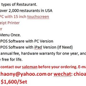 Restaurant POS System - Includes Touchscreen PC, POS Software, Receipt Printer, Cash Drawer, and iPad Ordering Software,Free Input Menu Once,no annual fee,Trusted by over 2,000 restaurants in USA