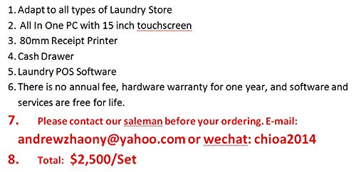 Laundry POS System - Includes Touchscreen PC, POS Software, Receipt Printer, Cash Drawer,Free Input Menu Once,no annual fee,100% CUSTOMER SATISFACTION GUARANTEED