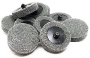 benchmark abrasives 2" quick change silicon carbide non-woven surface preparation wheels for sanding polishing paint removal, male r-type backing, die grinder discs (10 pack) - (grey)