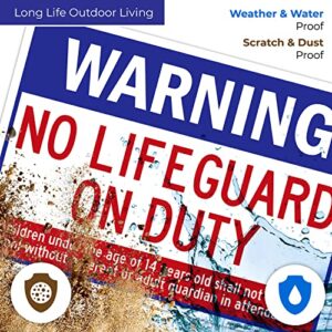 Swimming Pool Sign, Warning No Lifeguard On Duty Sign, Pool Sign, 10x14 Inches, Rust Free .040 Aluminum, Fade Resistant, Made in USA by Sigo Signs