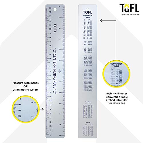 Scrap Book12 Inch Stainless Steel Center Finding Ruler Finds Exact Center Between Two Points, Ideal for Woodworking, Metal Work, Crafting, Drawing, Projects Around Home Standard - Metric