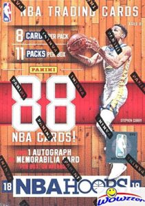 2018/2019 panini hoops nba basketball huge factory sealed retail box with autograph or memorabilia! loaded with rcs & inserts! look for rc & autos of luka doncic, deandre ayton, trae & more! wowzzer!