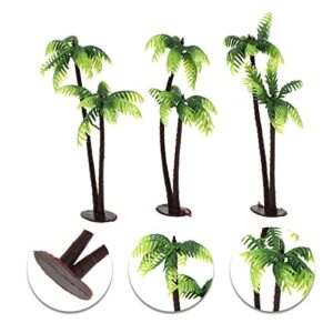 Amosfun 3Pcs Plastic Coconut Palm Tree Miniature Plant Pots Bonsai Craft Micro Landscape DIY Decor for Friends