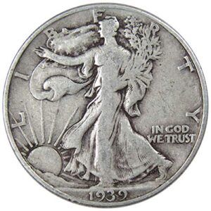 1939 d liberty walking half dollar vg very good 90% silver 50c us coin