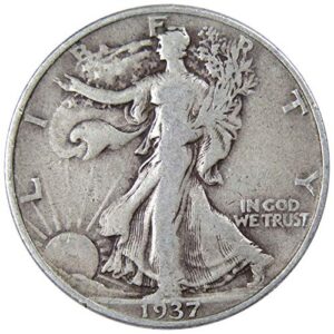 1937 liberty walking half dollar vg very good 90% silver 50c us coin collectible