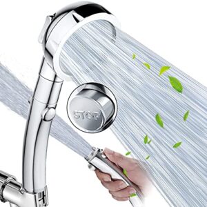 nosame shower,high pressure handheld shower head with on/off pause switch 3-settings water saving showerhead, chrome finish bathroom 1.6 gpm shower accessorie