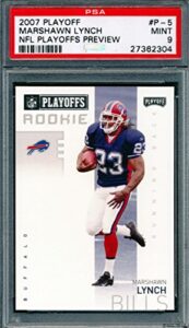 2007 playoff preview #p-5 marshawn lynch rookie card graded psa 9