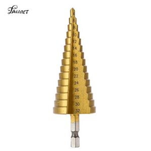 Tameco 32mm Titanium Step Drill Bit Mini Drill Hex Hole Cutter HSS Power High Speed Steel Drilling Tool Stepped Drills for Metal Wood