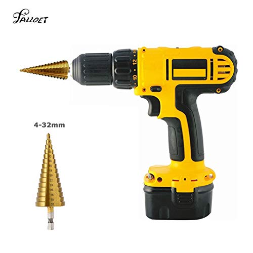 Tameco 32mm Titanium Step Drill Bit Mini Drill Hex Hole Cutter HSS Power High Speed Steel Drilling Tool Stepped Drills for Metal Wood