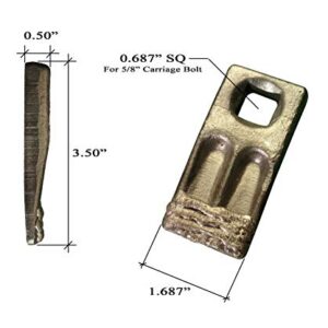 2 - Square Hole Replacement Hardfaced Auger Teeth w/Hardware - BC58F-HF-I