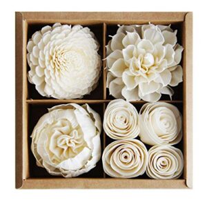 mixed white sola flower with cotton wick diffuser set replacement for home fragrance by plawanature