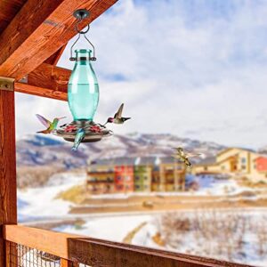 BOLITE 18001 Hummingbird Feeder, Glass Wild Hummingbird Feeders for Outdoors, Retro Edison Bulb Bottle, 25 Ounces, Green, Xmas Gifts for Bird Lovers
