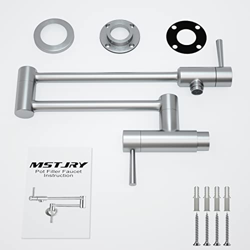 MSTJRY Pot Filler Faucet Wall Mount Commercial Kitchen Faucets Stainless Steel Stretchable Double Joint Swing Arm Single Hole Two Handle Kitchen Sink Faucet