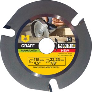 graff speedcutter 4 ½ wood carving disc for angle grinder - circular saw blade for cutting, sculpting & shaping - 7/8" arbor - 115mm