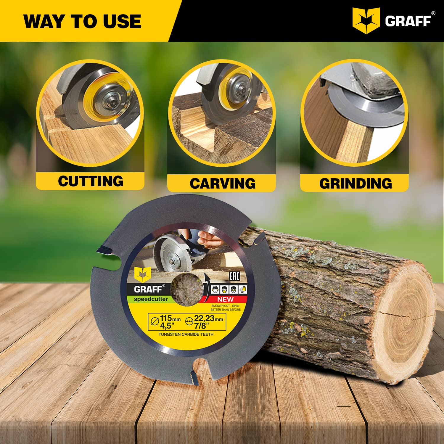 GRAFF SPEEDCUTTER 4 ½ Wood Carving Disc for Angle Grinder - Circular Saw Blade for Cutting, Sculpting & Shaping - 7/8" Arbor - 115mm