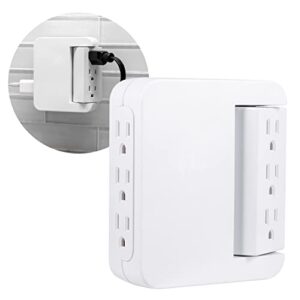 ge pro side-access swivel surge protector, 6-outlet extender, wall tap adapter, charging station, 3-prong, automatic shutdown technology, 1200 joules, ul listed, white, 39226
