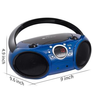 SINGING WOOD 030B Portable CD Player Boombox with Bluetooth for Home AM FM Stereo Radio, Aux Line in, Headphone Jack, Supported AC or Battery Powered (Starlight Blue)