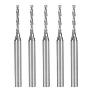 uxcell 5pcs 1/8" shank 1.5mm x 12mm carbide end mill cnc router bits 2 flute milling bit for acrylic pvc mdf wood