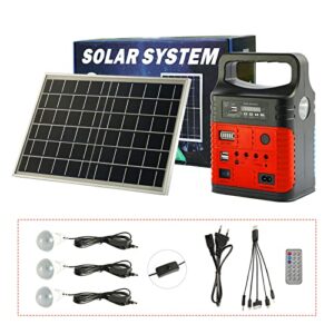 upeor solar power generator-portable power station-8000mah solar power generator with solar panel,mp3&fm radio,bluetooth,3 sets led lights,home outdoor solar generator for camping emergency(red)