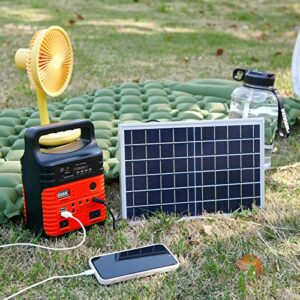UPEOR Solar Power Generator-Portable Power Station-8000mAh Solar Power Generator with Solar Panel,MP3&FM Radio,Bluetooth,3 Sets LED Lights,Home Outdoor Solar Generator for Camping Emergency(Red)