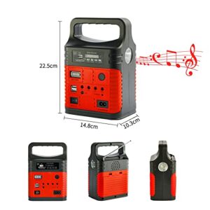 UPEOR Solar Power Generator-Portable Power Station-8000mAh Solar Power Generator with Solar Panel,MP3&FM Radio,Bluetooth,3 Sets LED Lights,Home Outdoor Solar Generator for Camping Emergency(Red)