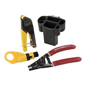 klein tools vdv011-852 coax cable installation kit with hip pouch, includes cable cutter-radial stripper-compression crimper