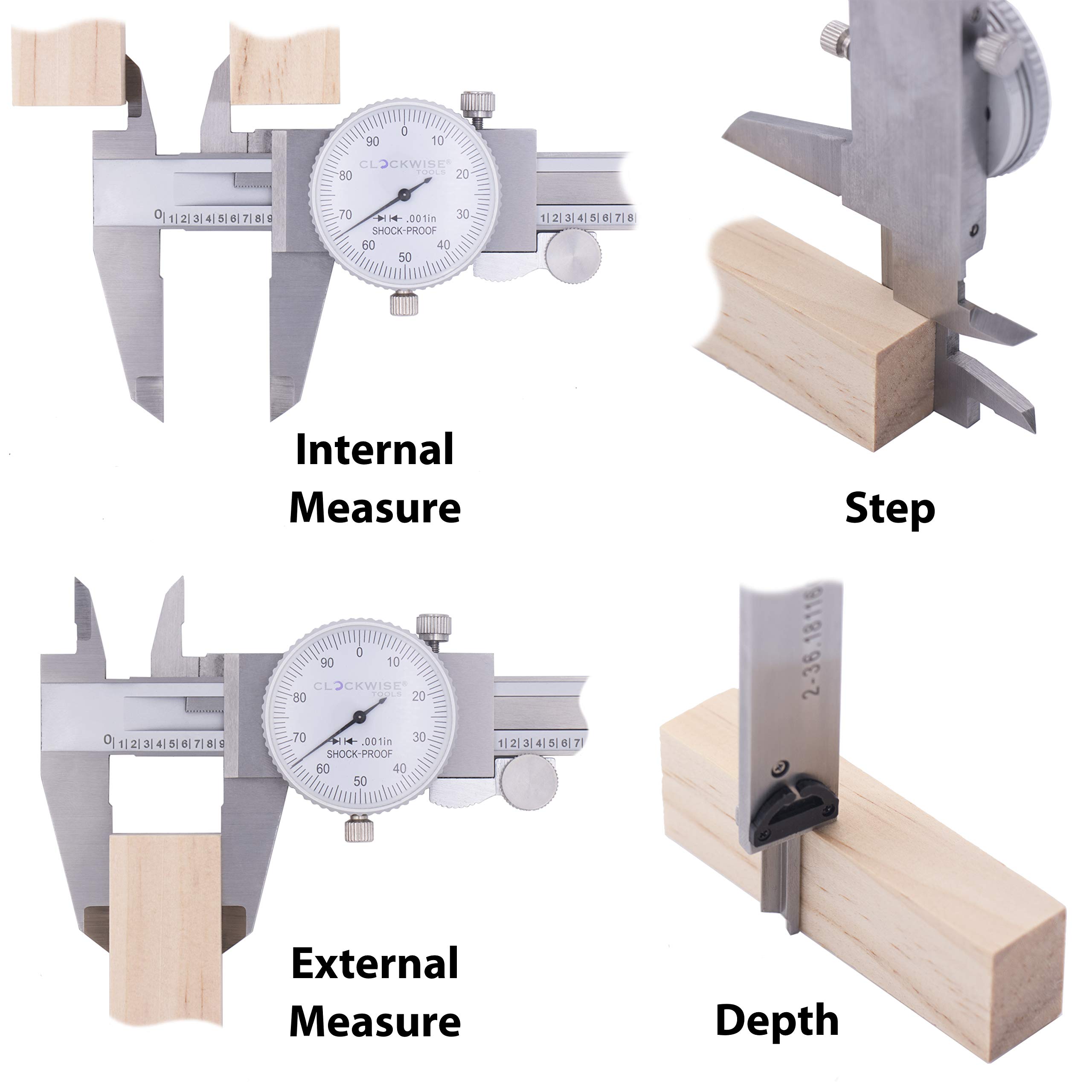 Clockwise Tools DDLR-1205 Pro Dial Caliper 0-12 Inch Double Shock Proof Stainless Steel Body SAE Measuring Tool