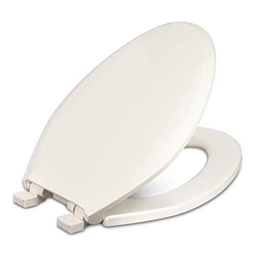 Centoco Elongated Toilet Seat Soft Close, Closed Front with Cover, Plastic, Made in the USA, 3800SC-416, Biscuit