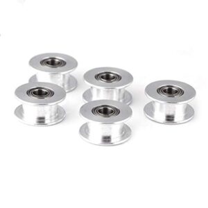 timing belt pulley,5pcs 6 different sizes 2gt 6mm wide belt timing pulley 20t 5mm bore 3d printer accessary (w6mm, 20t, bore 5, toothless)