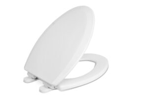 centoco elongated toilet seat soft close, closed front with cover, molded wood, made in the usa, 900sc-001, white