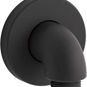 KOHLER 22172-BL Purist Stillness Wall-Mount Supply Elbow with Check Valve for Handshower Hose, Handheld Shower Elbow, Matte Black