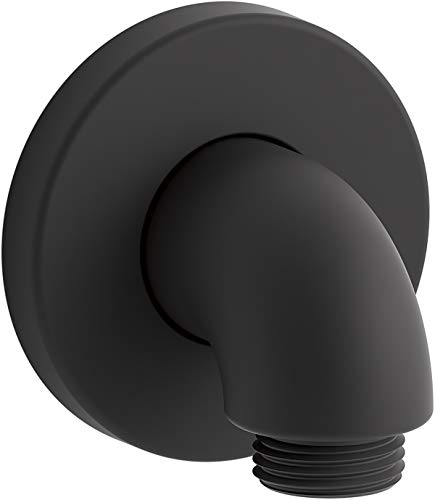 KOHLER 22172-BL Purist Stillness Wall-Mount Supply Elbow with Check Valve for Handshower Hose, Handheld Shower Elbow, Matte Black