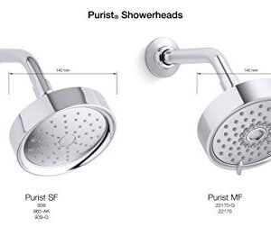 KOHLER 22170-G-CP Purist Three-Function Showerhead, Chrome Shower Head, Shower Head High Pressure, 1.75 GPM, Polished Chrome