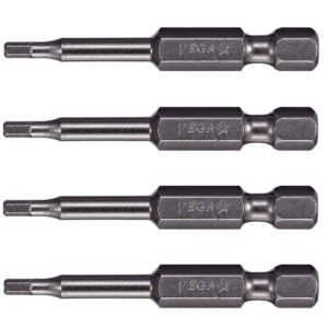 vega 3/32" hex power bits. professional grade ¼ inch hex shank 3/32", 2 inch power bits. 150h0664a-4 (pack of 4)