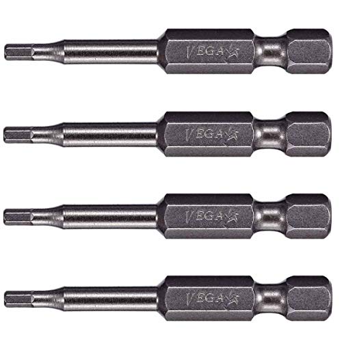 VEGA 5/32" Hex Power Bits. Professional Grade ¼ Inch Hex Shank 5/32", 2 Inch Power Bits. 150H1064A-4 (Pack of 4)