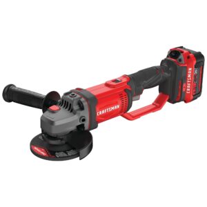 CRAFTSMAN V20 Cordless Angle Grinder Tool Kit, 4-1/2 inch, Battery and Charger Included (CMCG400M1)